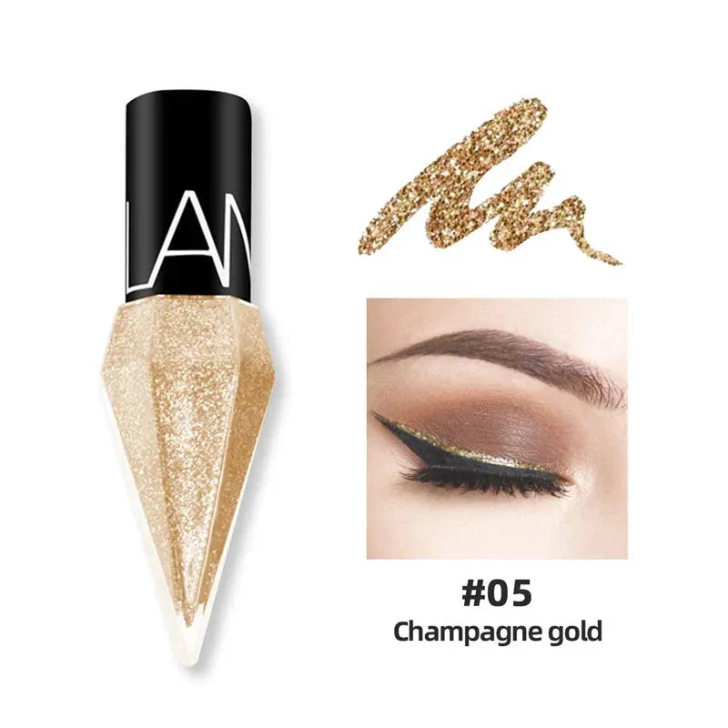 New Professional Shiny Eye Liners Cosmetics for Women Pigment Silver Rose Gold Color Liquid Glitter Eyeliner Cheap Makeup by KEMZLA Store