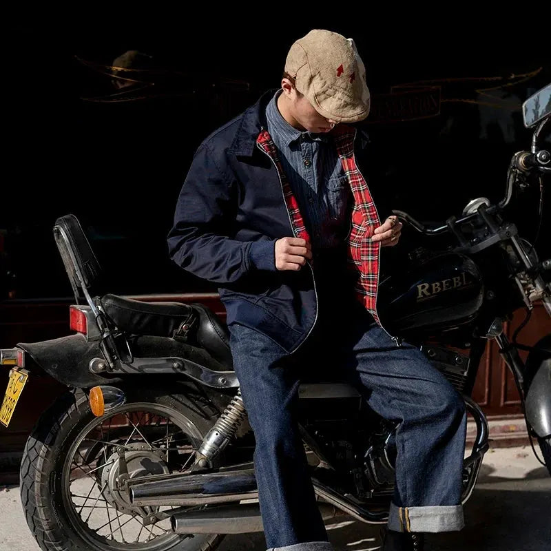 Men jacket autumn thin EU size vintage classic bomber coat inner plaid jacket by Vimost Shop