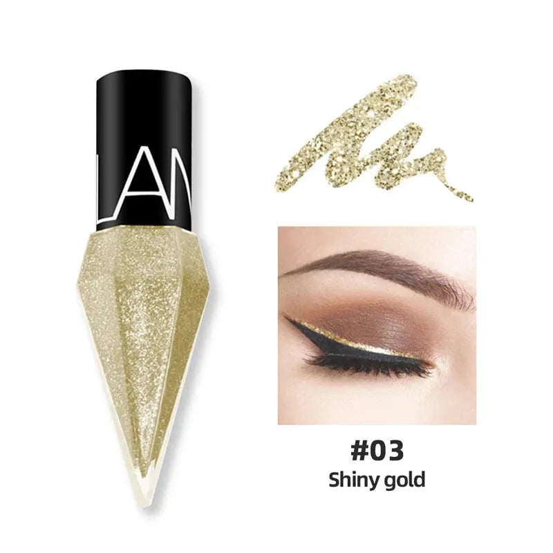 New Professional Shiny Eye Liners Cosmetics for Women Pigment Silver Rose Gold Color Liquid Glitter Eyeliner Cheap Makeup by KEMZLA Store