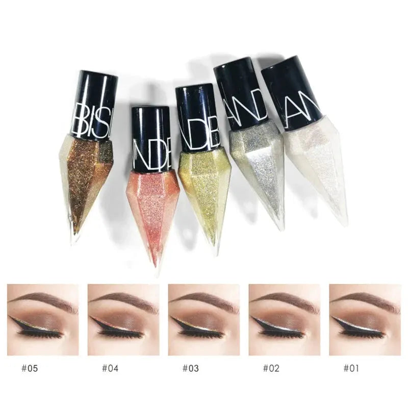 New Professional Shiny Eye Liners Cosmetics for Women Pigment Silver Rose Gold Color Liquid Glitter Eyeliner Cheap Makeup by KEMZLA Store