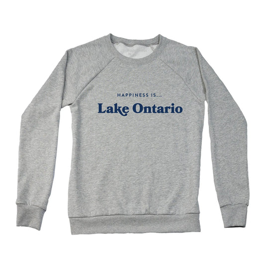 Women's Lake Ontario Crew Sweatshirt, Heather Grey with Blue by Canada Collection