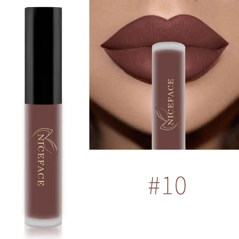 NICEFACE Matte Liquid Lipstick Waterproof Long Lasting Lip Gloss Tint Sexy Red Nude Purple Metallic Lipsticks Makeup Cosmetics by QiBest Professional Makeup Store