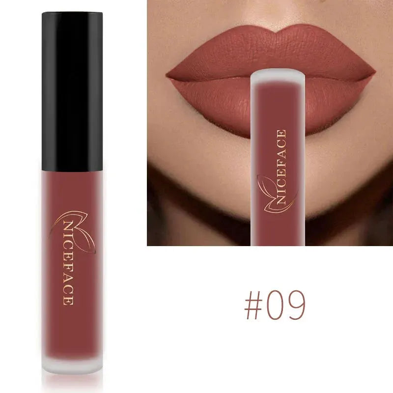 NICEFACE Matte Liquid Lipstick Waterproof Long Lasting Lip Gloss Tint Sexy Red Nude Purple Metallic Lipsticks Makeup Cosmetics by QiBest Professional Makeup Store