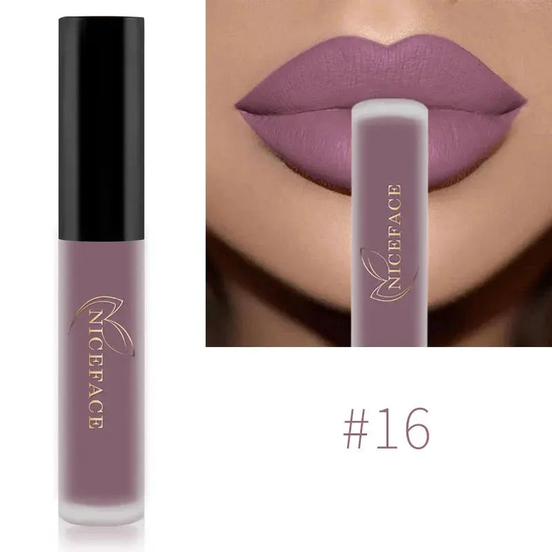NICEFACE Matte Liquid Lipstick Waterproof Long Lasting Lip Gloss Tint Sexy Red Nude Purple Metallic Lipsticks Makeup Cosmetics by QiBest Professional Makeup Store