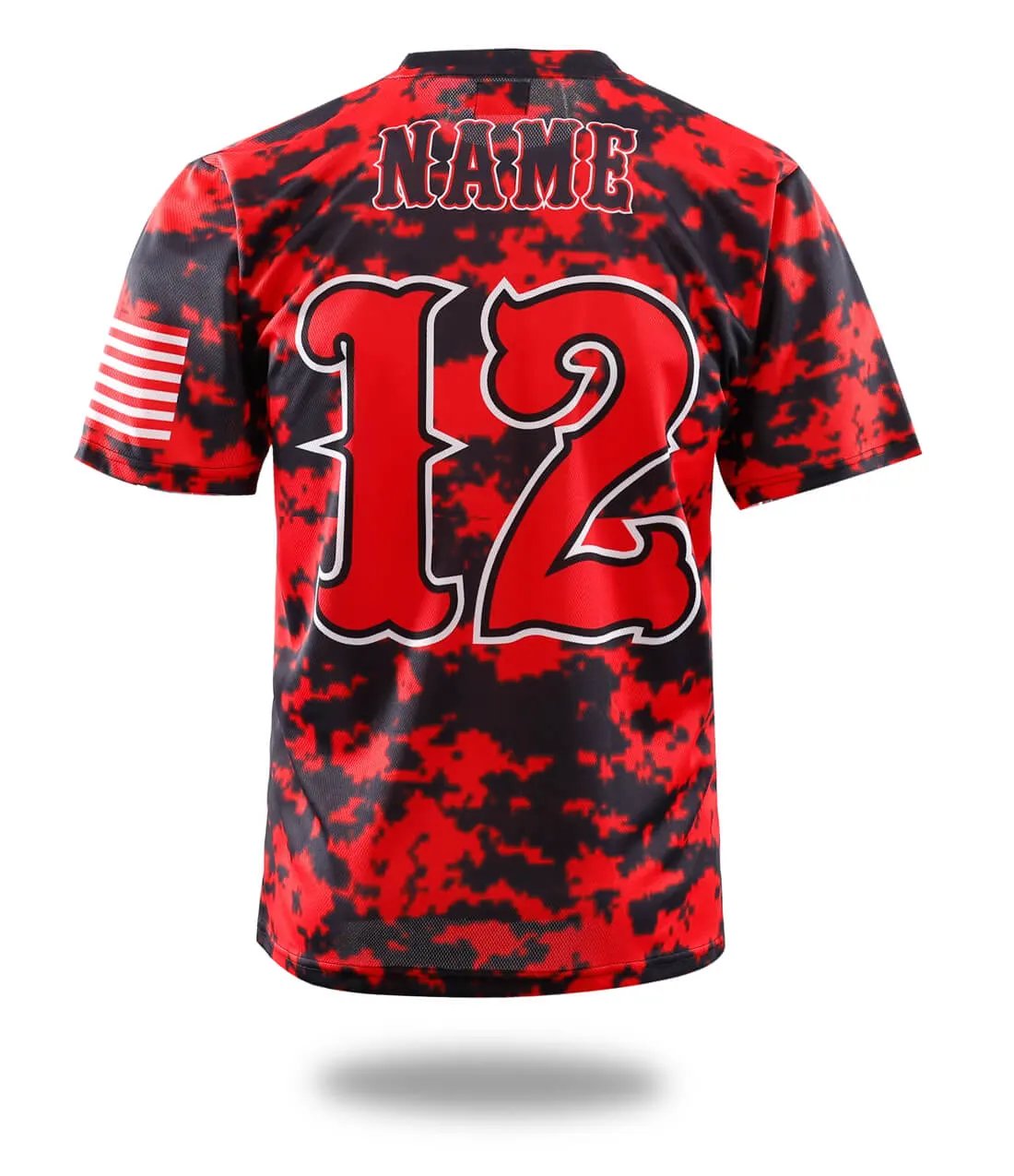 Custom Red Camo Baseball Tee Shirt by Vimost Sportswear