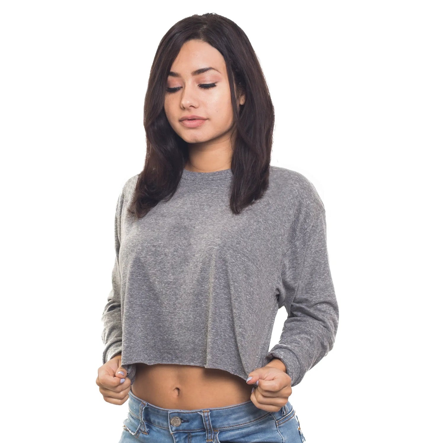 6045TB - CLOSEOUT Women's Cropped Long Sleeve Tri-Blend Tee by POS Wholesale
