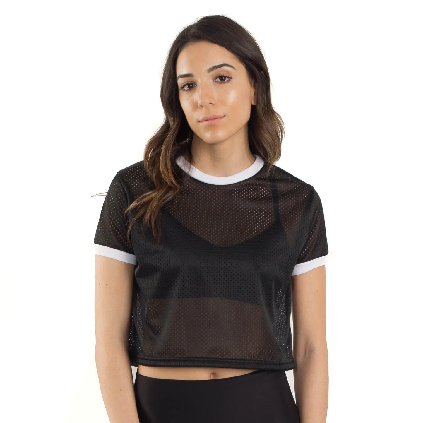 6031 - CLOSEOUT Women's Cropped Mesh Ringer Tee by POS Wholesale