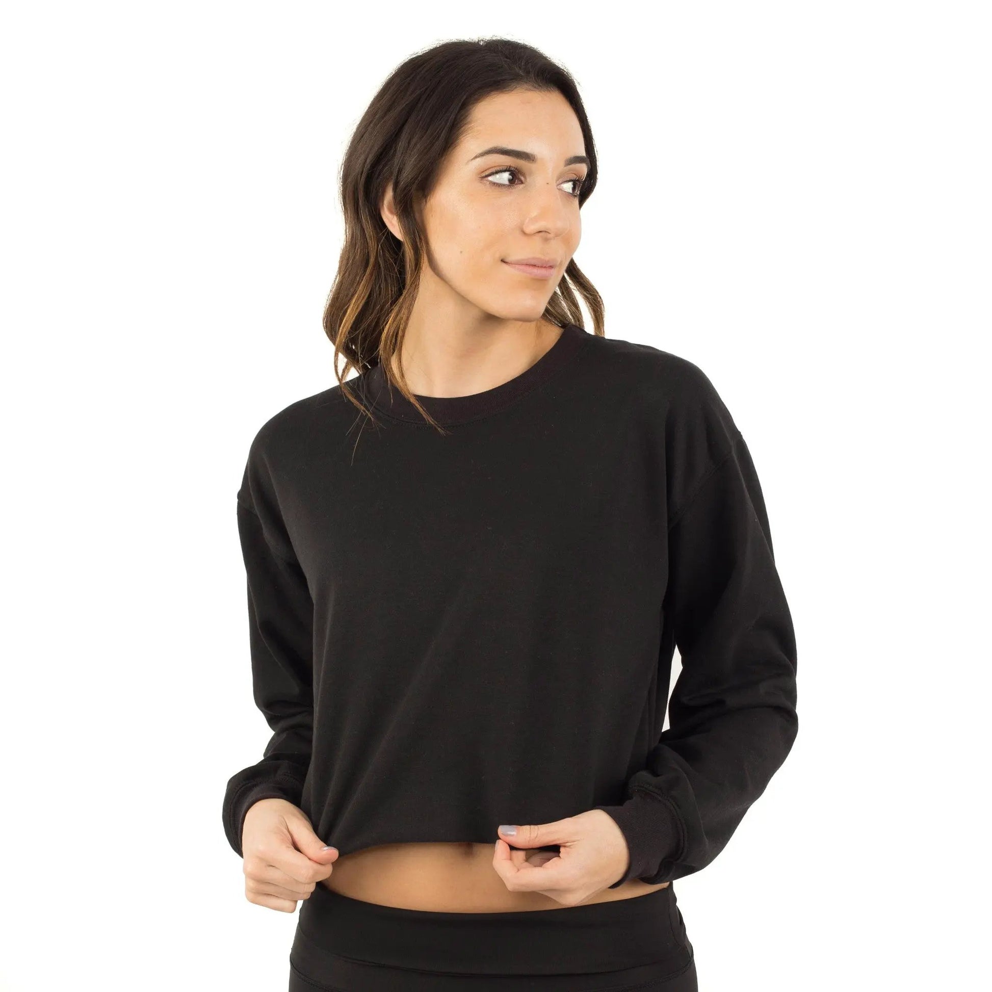 6035 - CLOSEOUT Women's Cropped Fleece Crew Neck Sweatshirt by POS Wholesale
