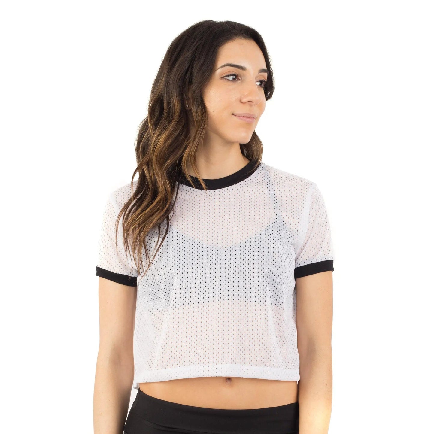 6031 - CLOSEOUT Women's Cropped Mesh Ringer Tee by POS Wholesale