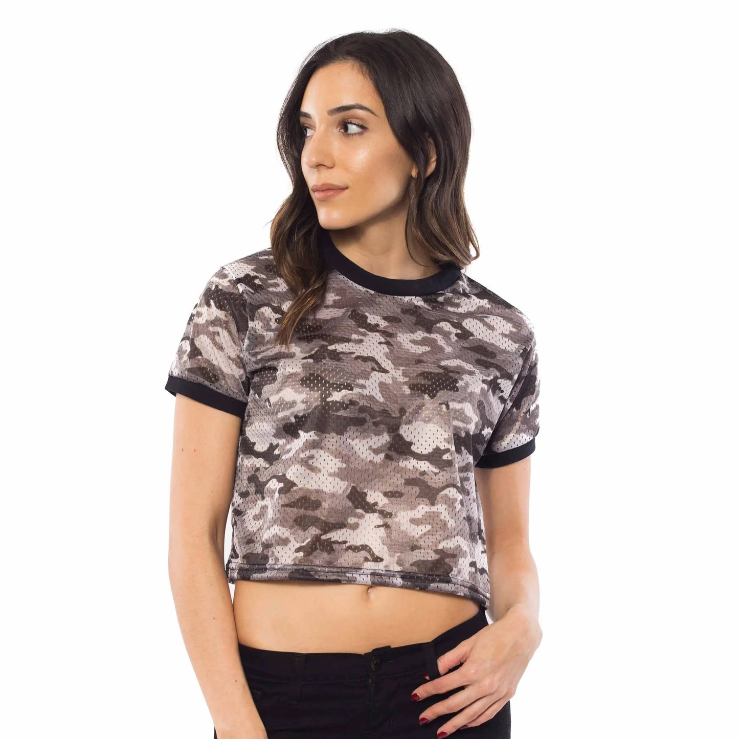6031 - CLOSEOUT Women's Cropped Mesh Ringer Tee by POS Wholesale