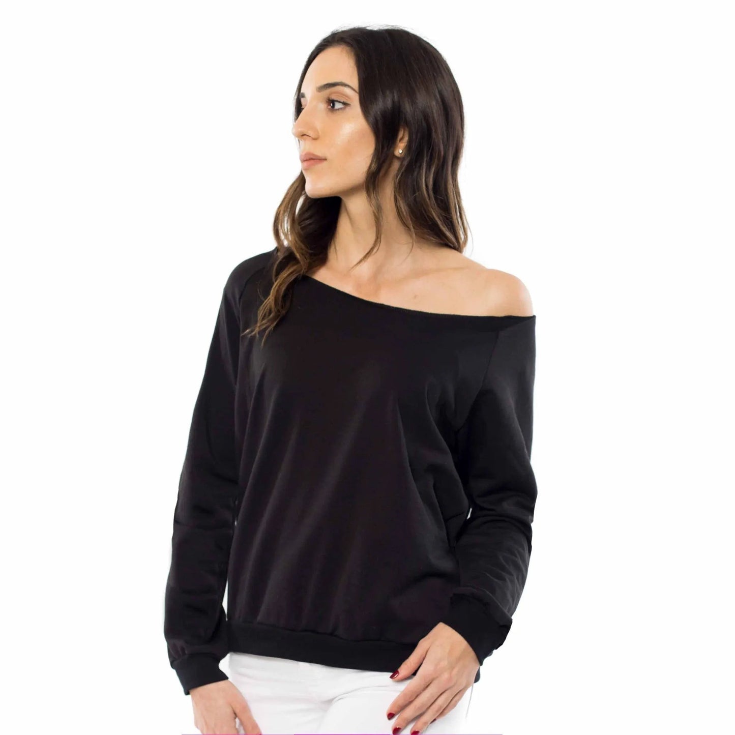 6007 - Women's Fleece Off Shoulder Pullover Sweatshirt by POS Wholesale