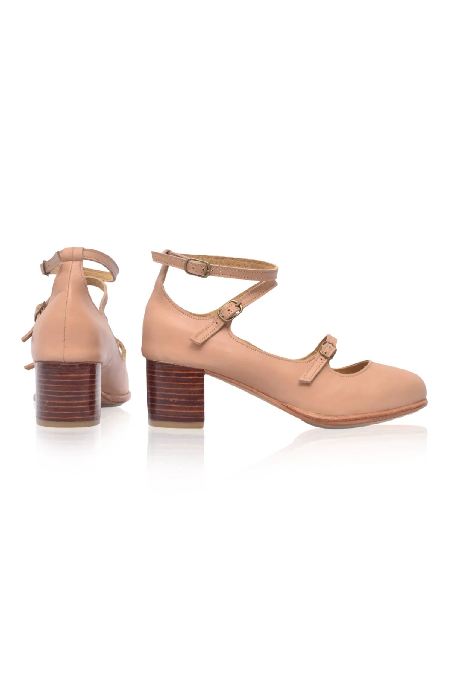 Jardin Block Heel Leather Pumps by ELF