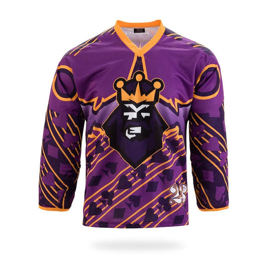 Custom Purple Jester Graphic Ice Hockey Jersey by Vimost Sportswear