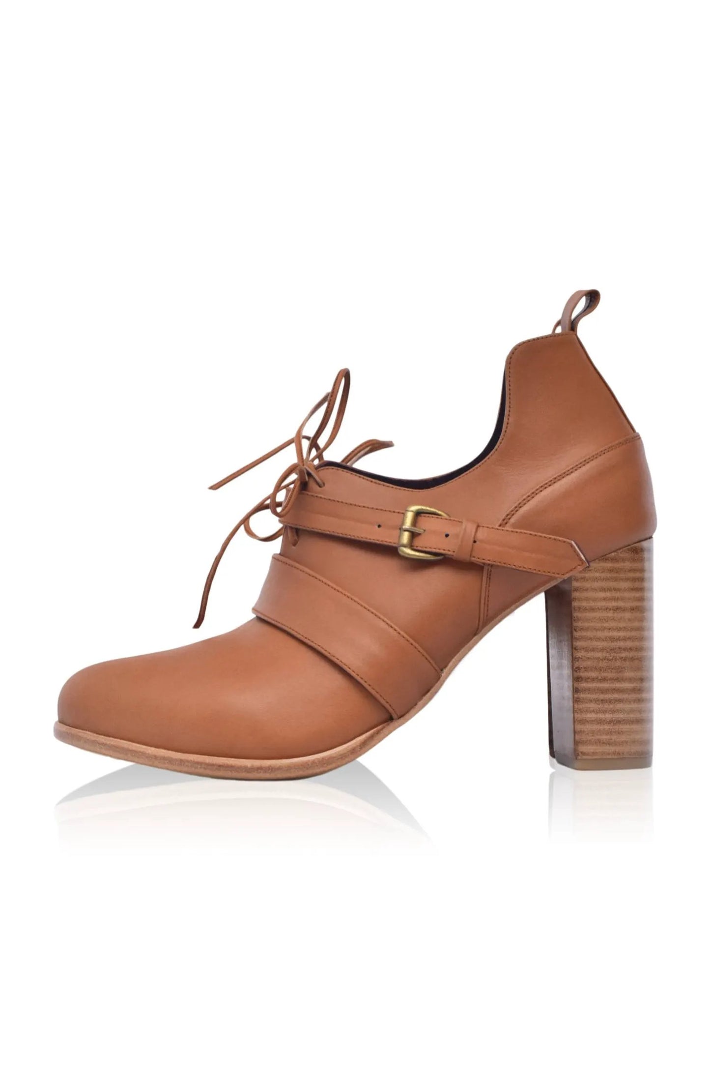 Josephine Lace-Up Leather Heel Booties by ELF