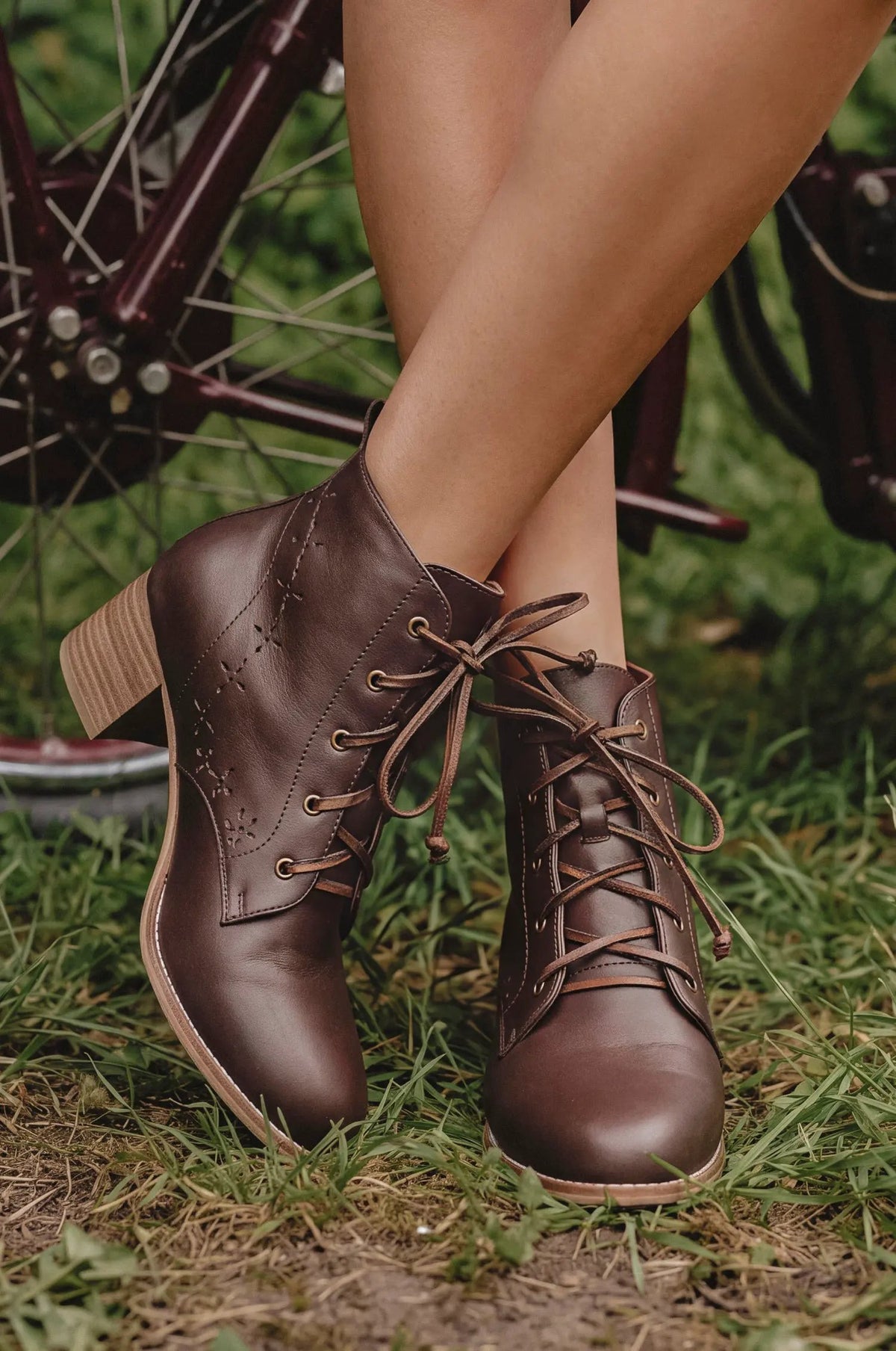 Elf La Boheme Refined Lace Up Leather Booties For Trendy Women by ELF