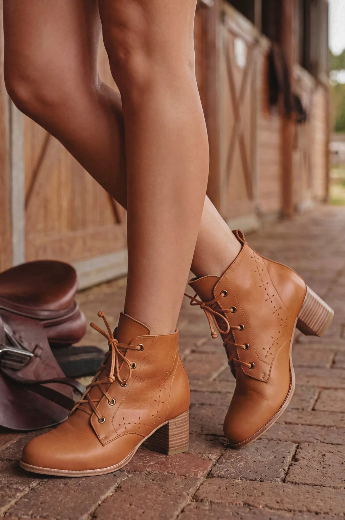 La Boheme Lace-Up Leather Booties by ELF