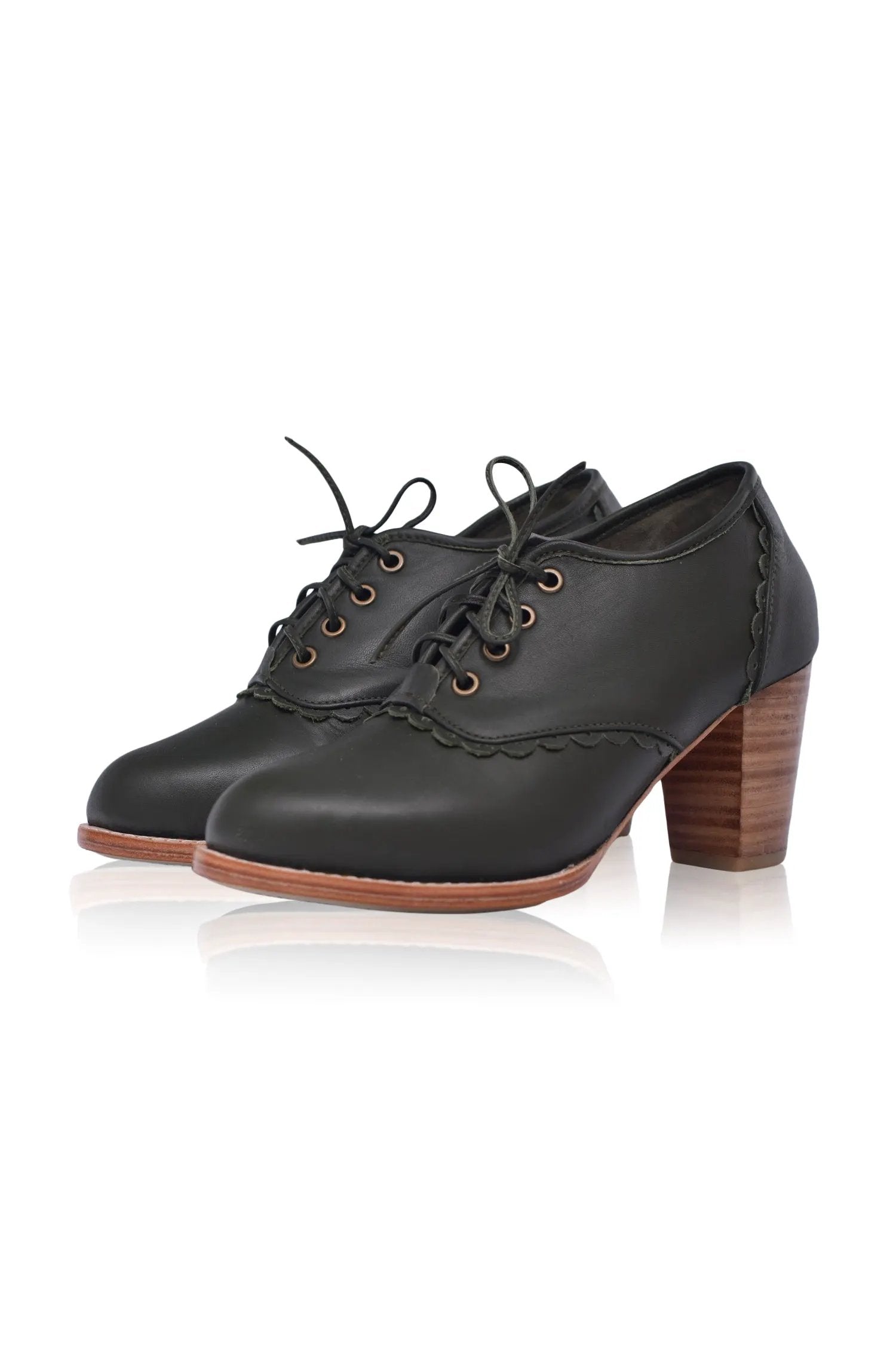 Lace Oxford Leather Heels by Local