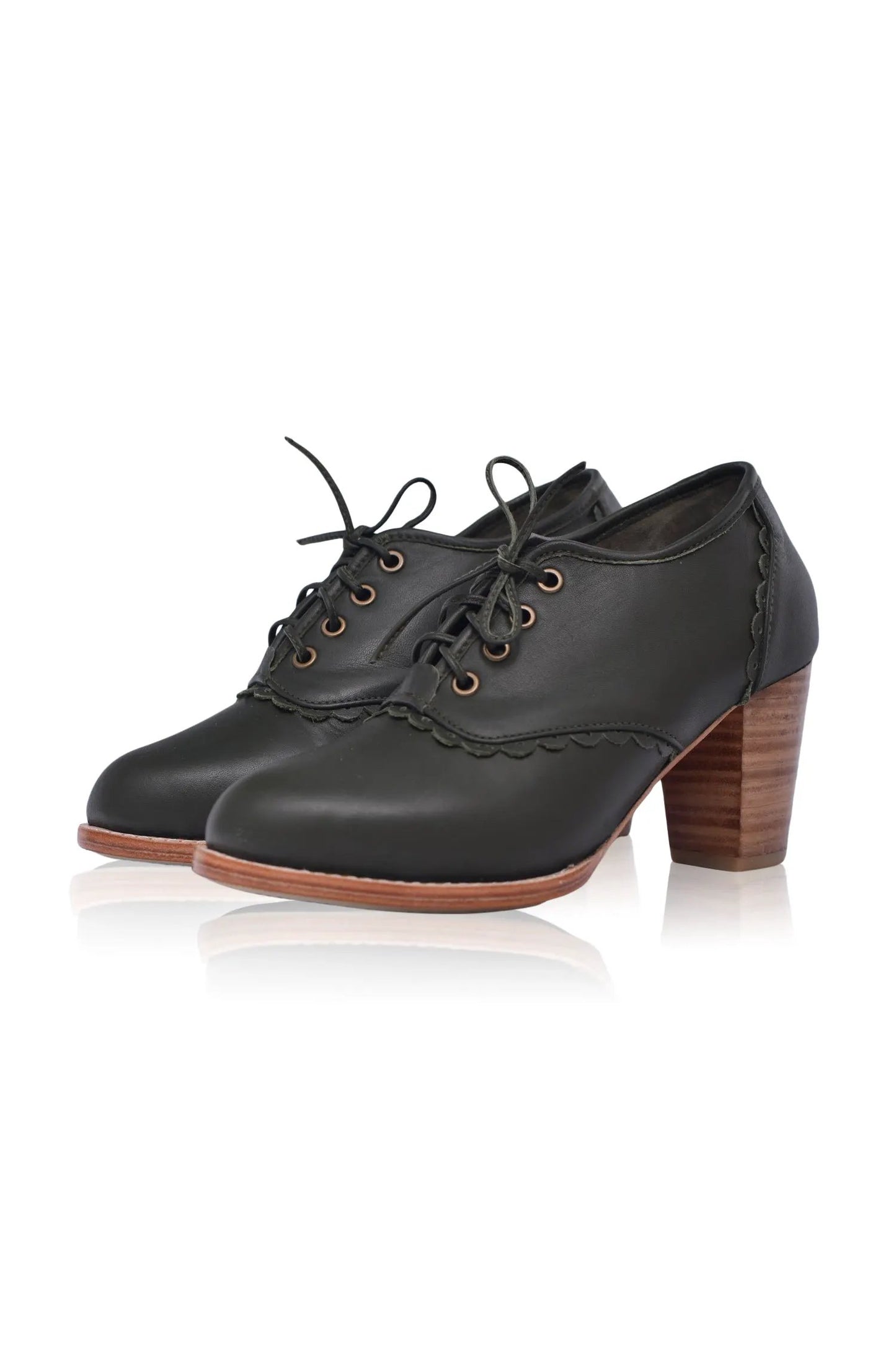 Lace Oxford Leather Heels by Local