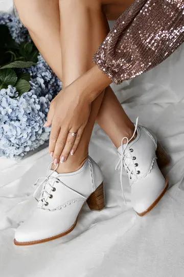 Lace Oxford Leather Heels by Local