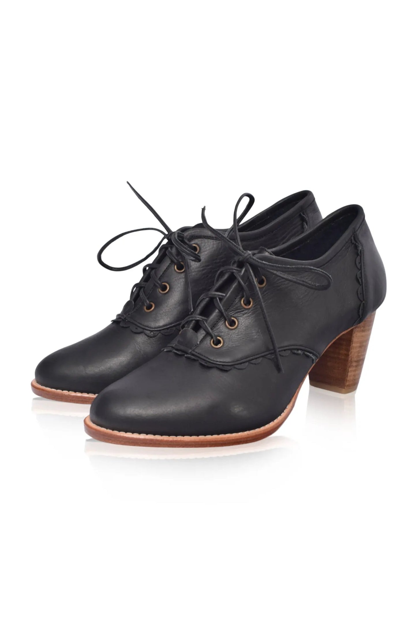 Lace Oxford Leather Heels by Local