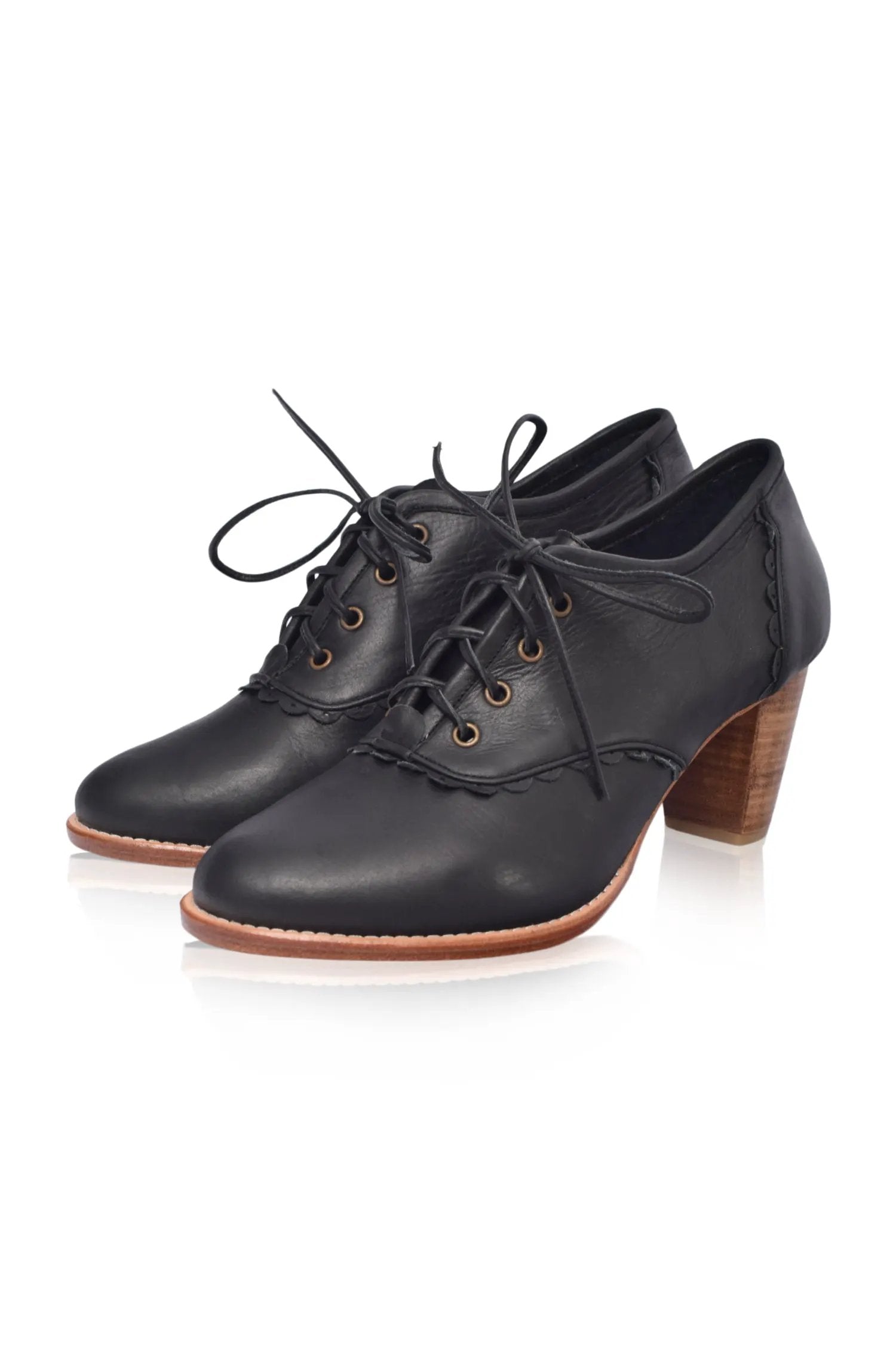 Lace Oxford Leather Heels by Local
