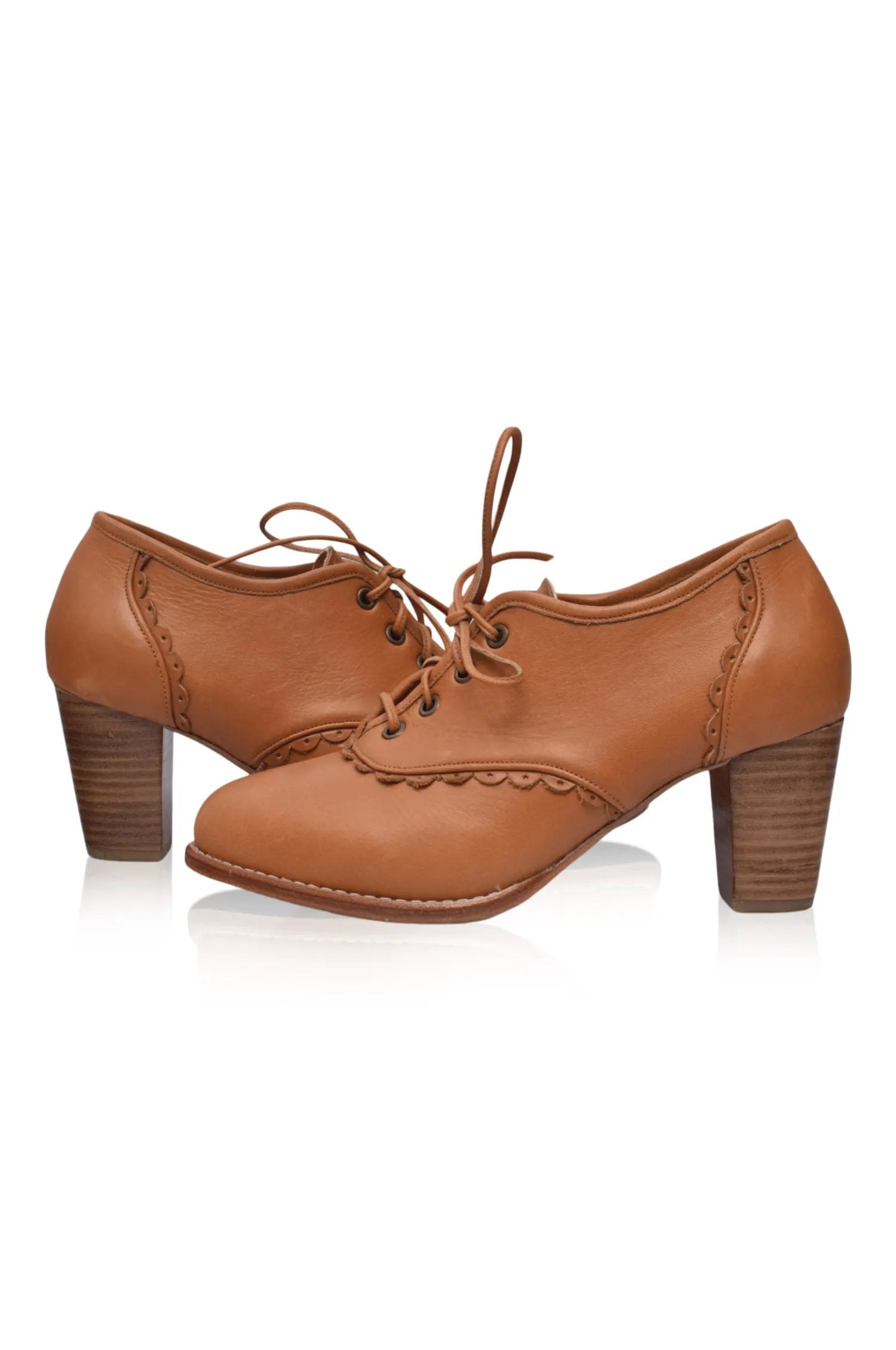 Lace Oxford Leather Heels by Local