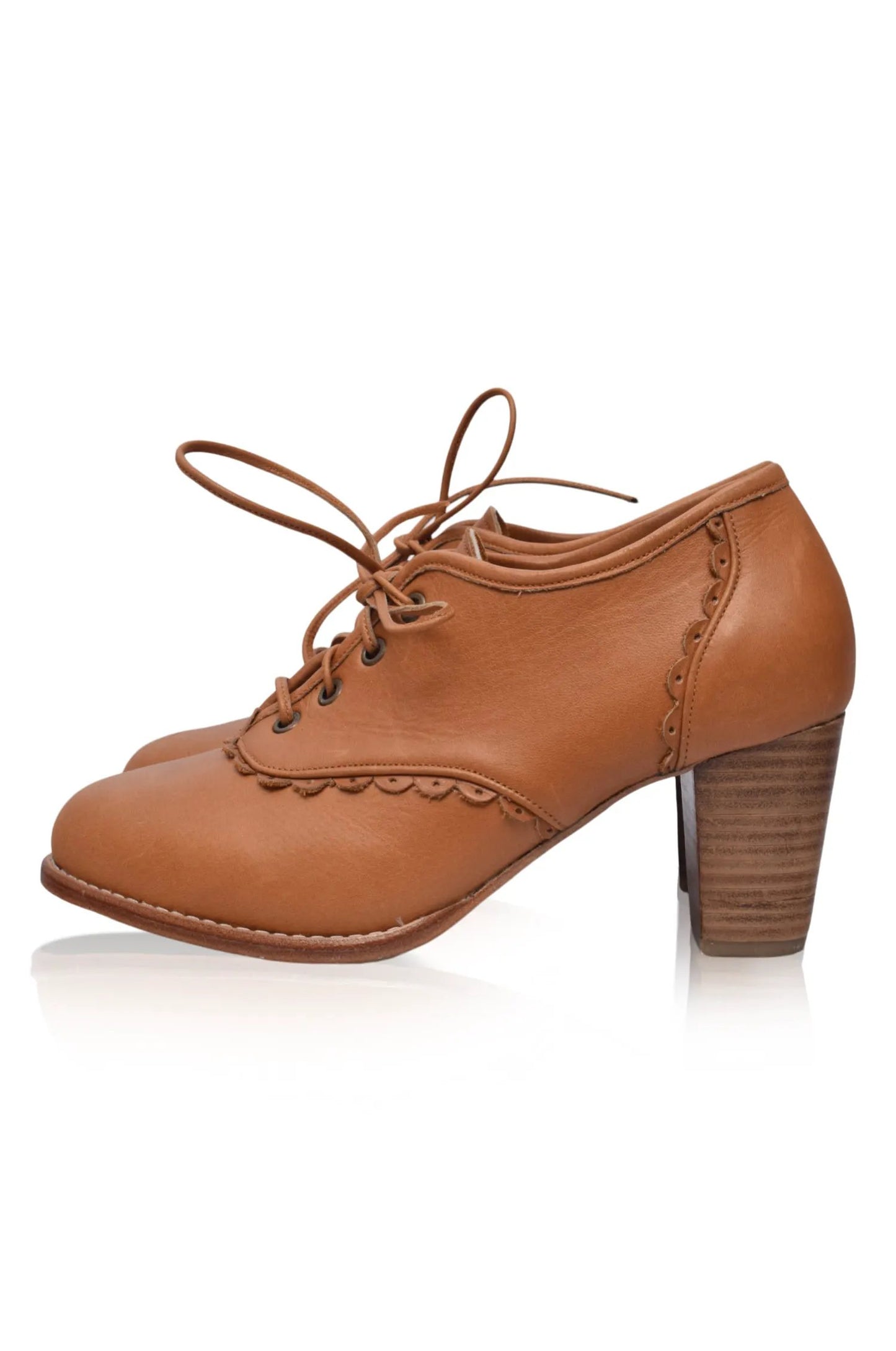 Lace Oxford Leather Heels by Local