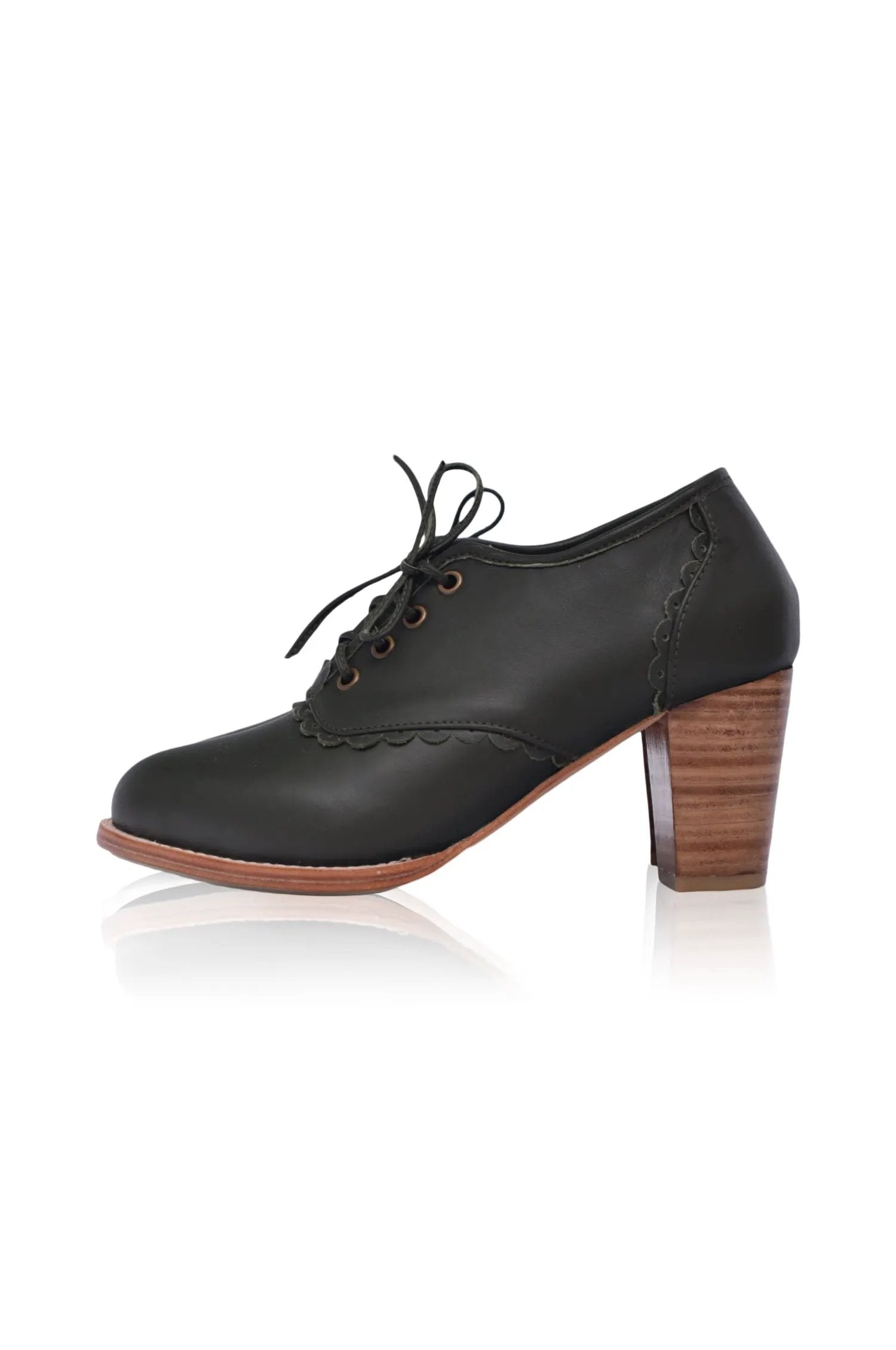 Lace Oxford Leather Heels by Local