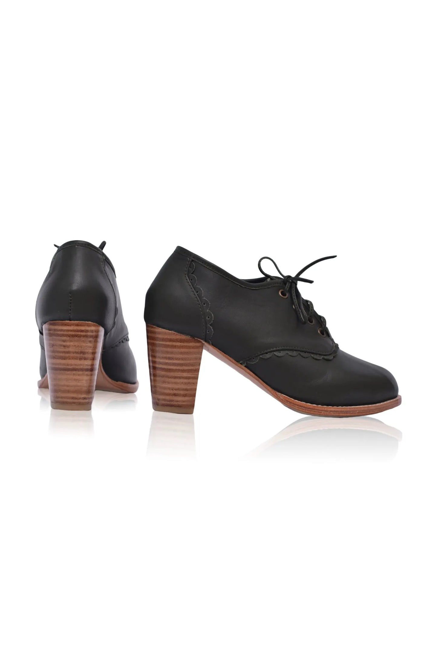 Lace Oxford Leather Heels by Local