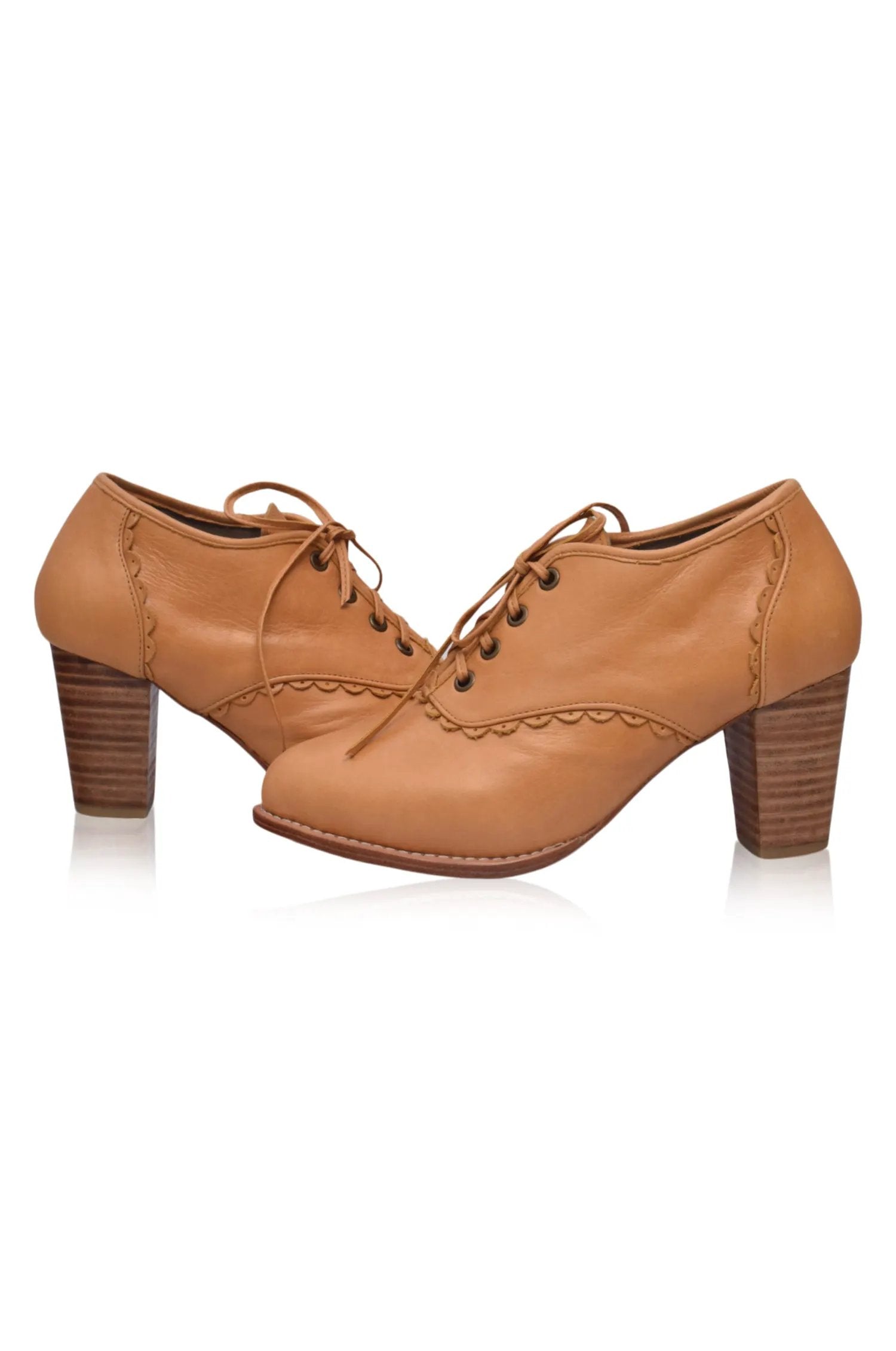 Lace Oxford Leather Heels by Local