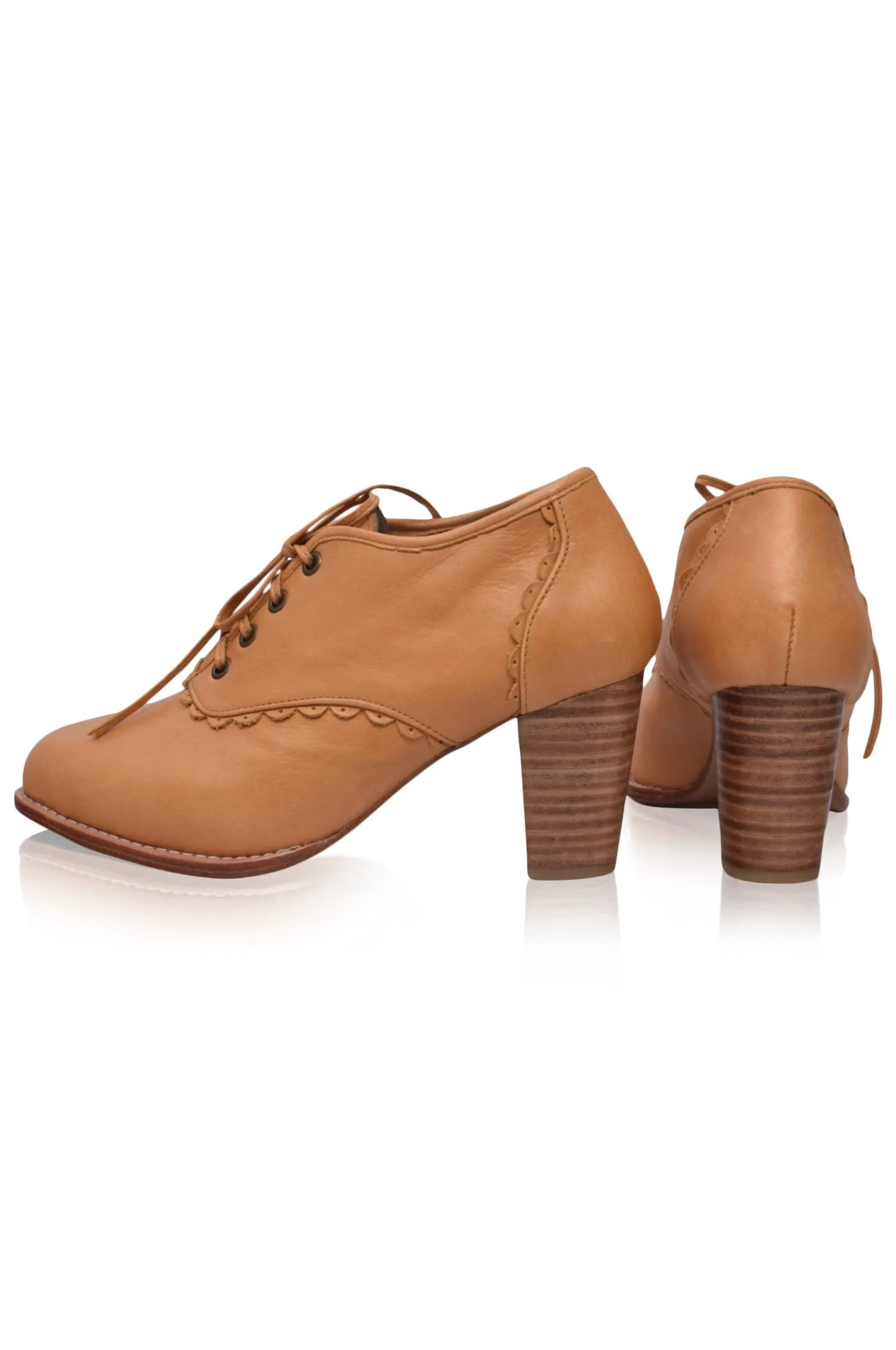 Lace Oxford Leather Heels by Local