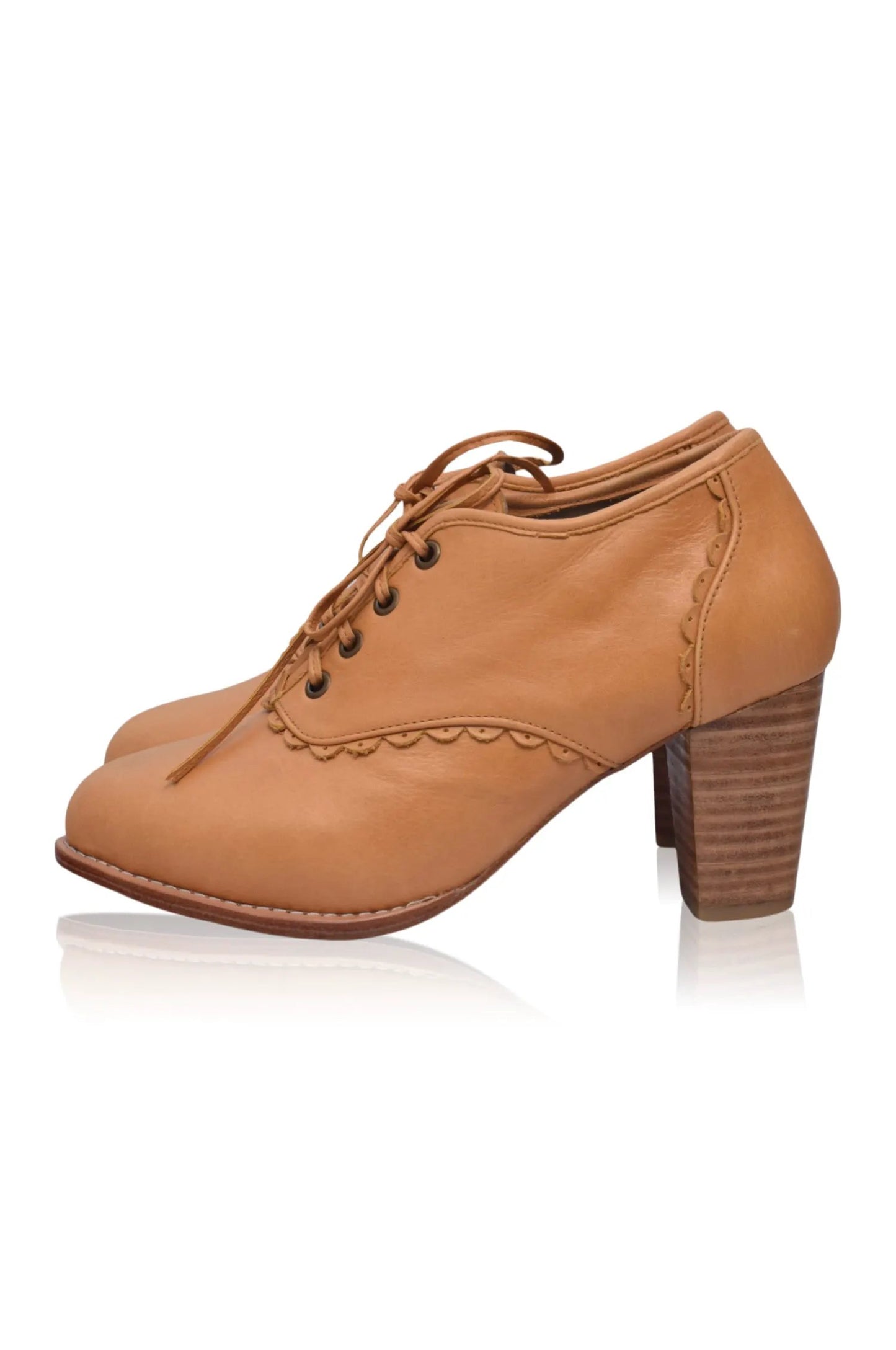 Lace Oxford Leather Heels by Local