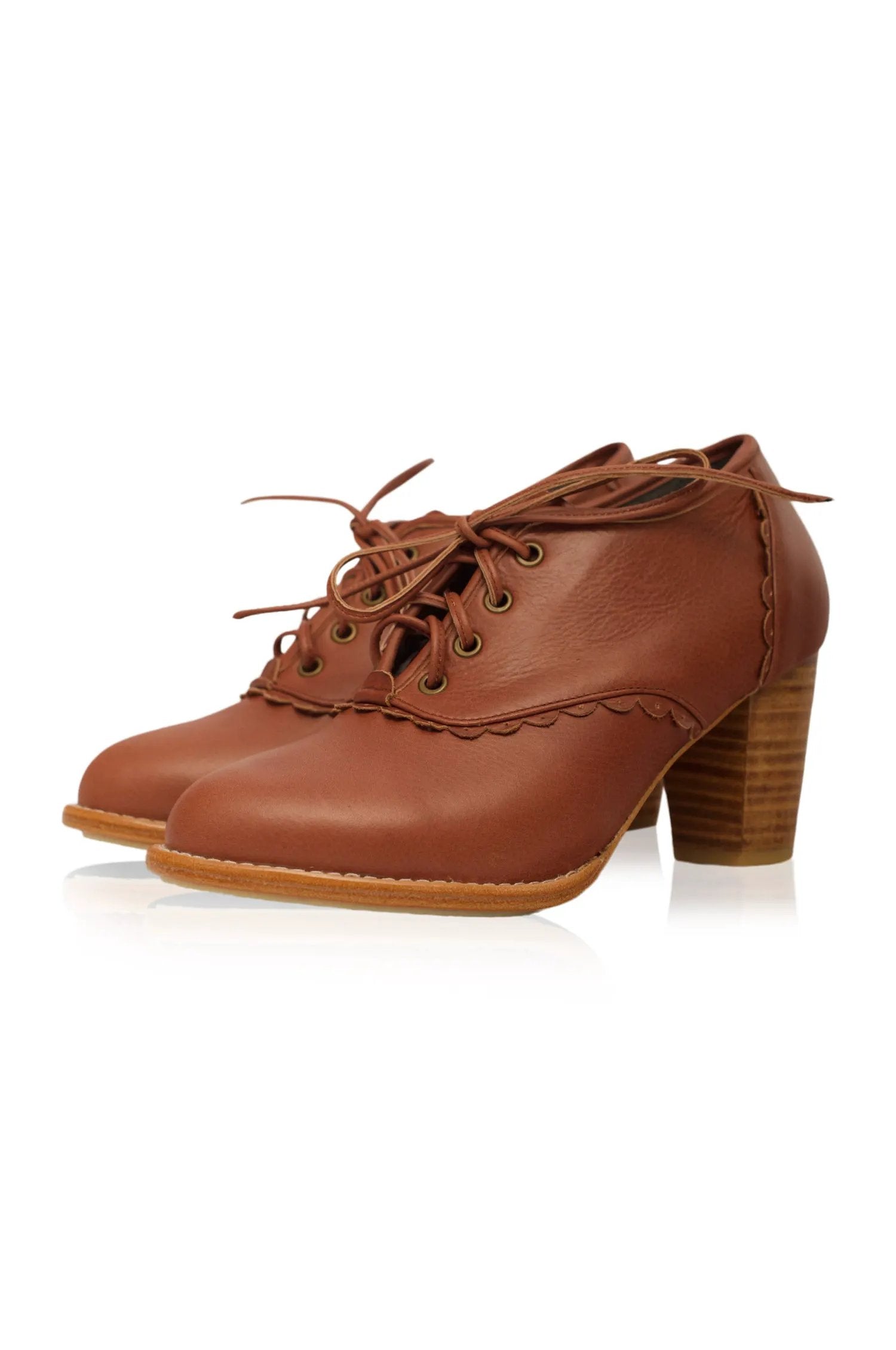 Lace Oxford Leather Heels by Local