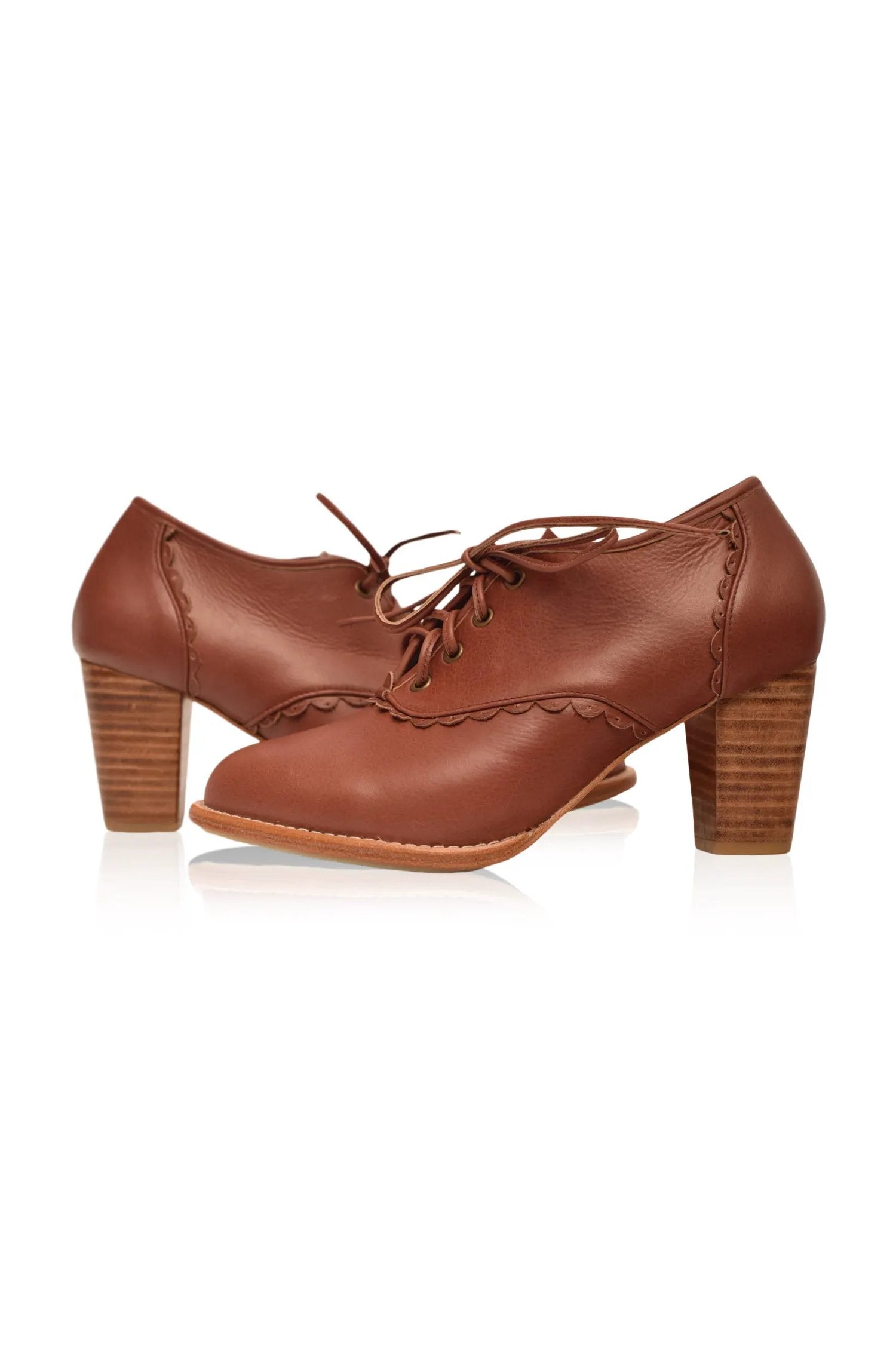Lace Oxford Leather Heels by Local