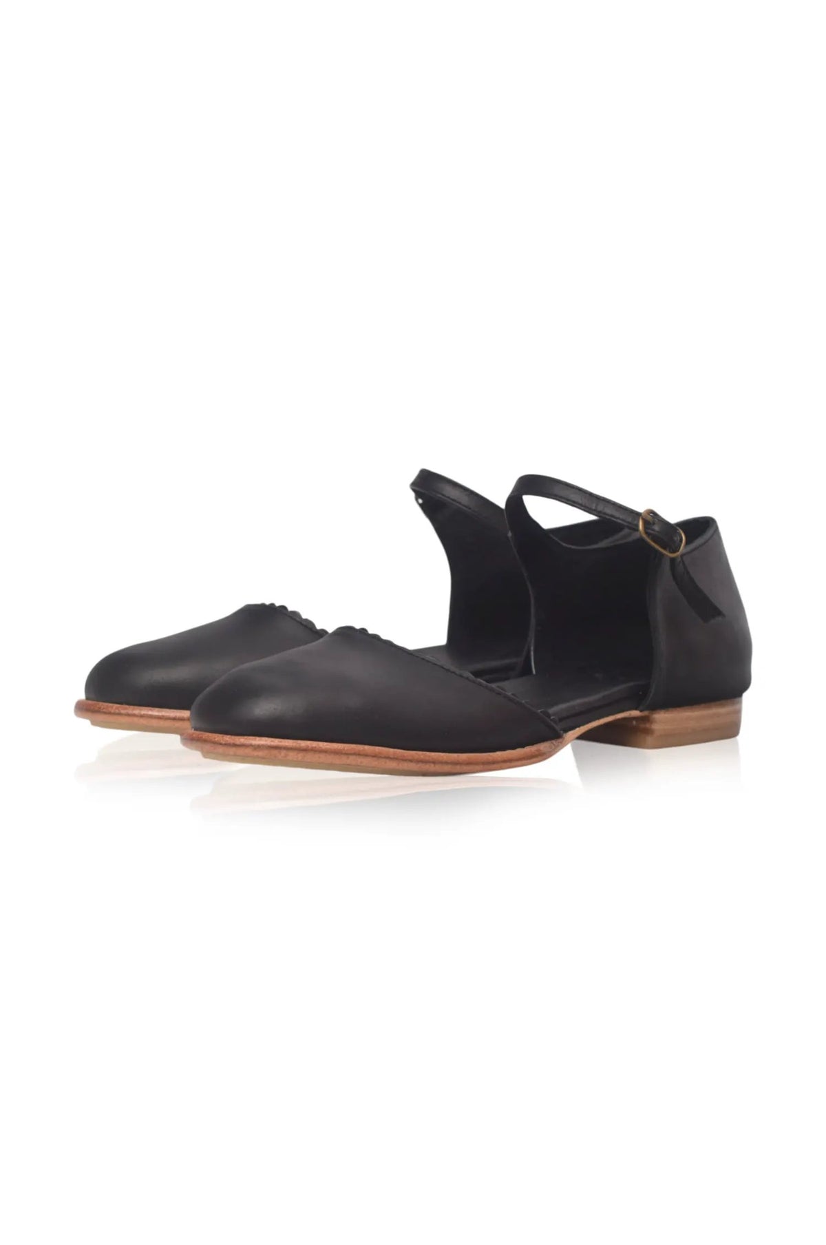 Laurel Scalloped D’Orsay Leather Flats by ELF