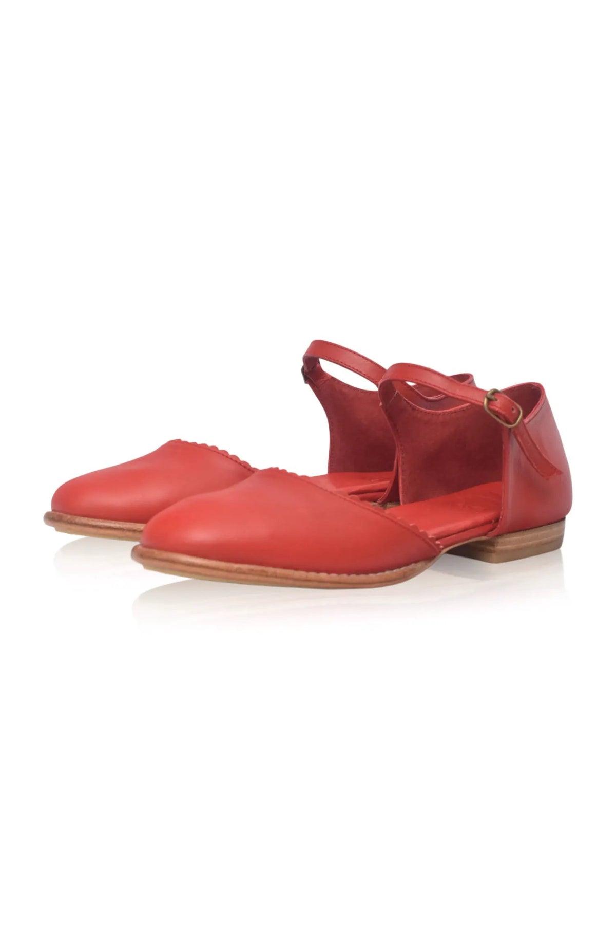 Laurel Scalloped D’Orsay Leather Flats by ELF