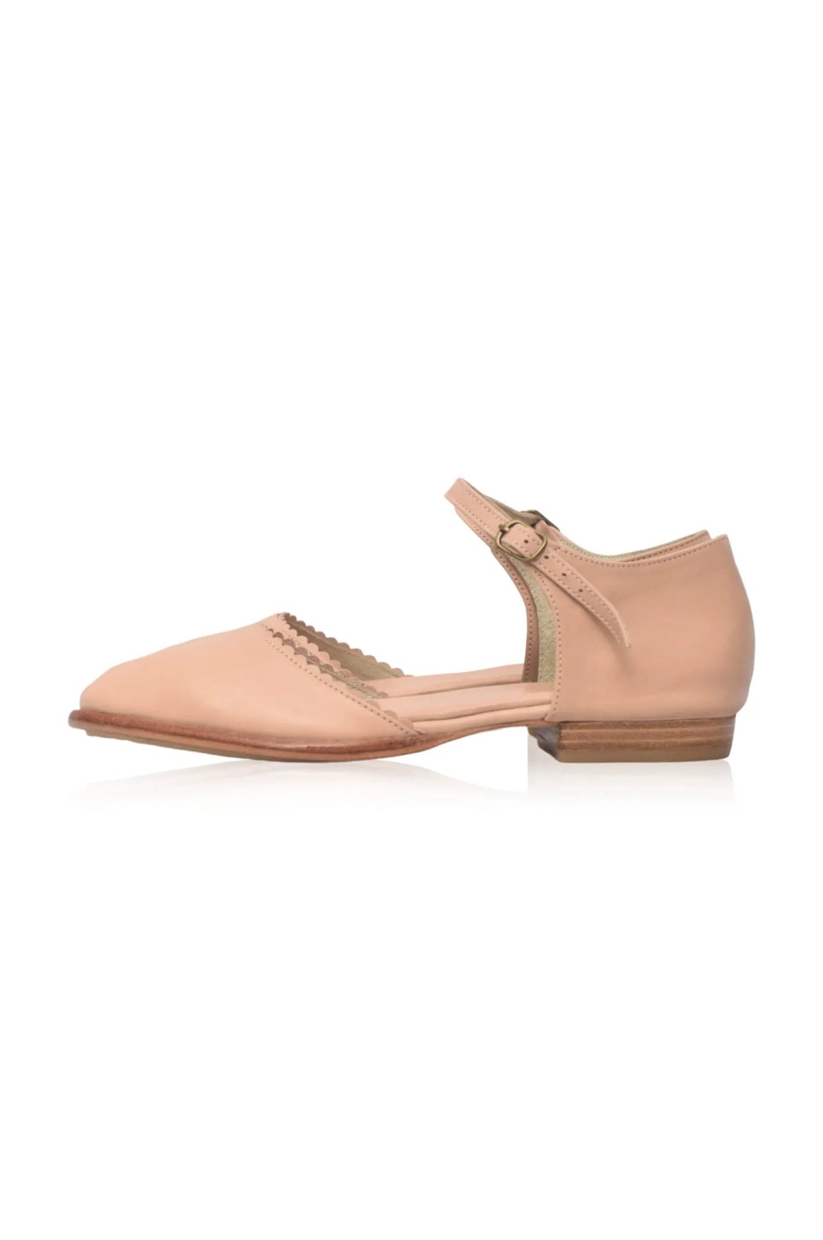 Laurel Scalloped D’Orsay Leather Flats by ELF