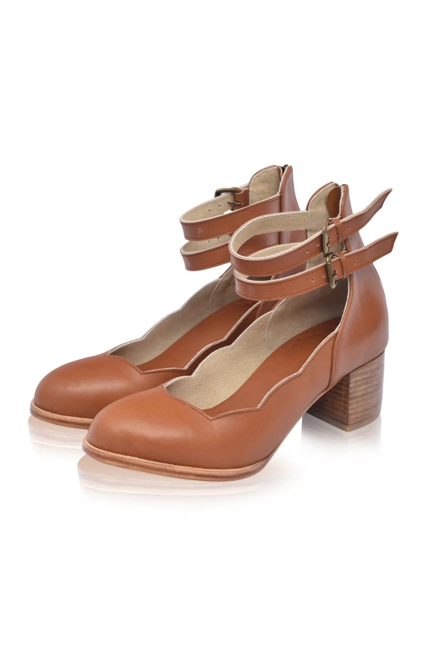 Lily Valley Scalloped Leather Heels by ELF