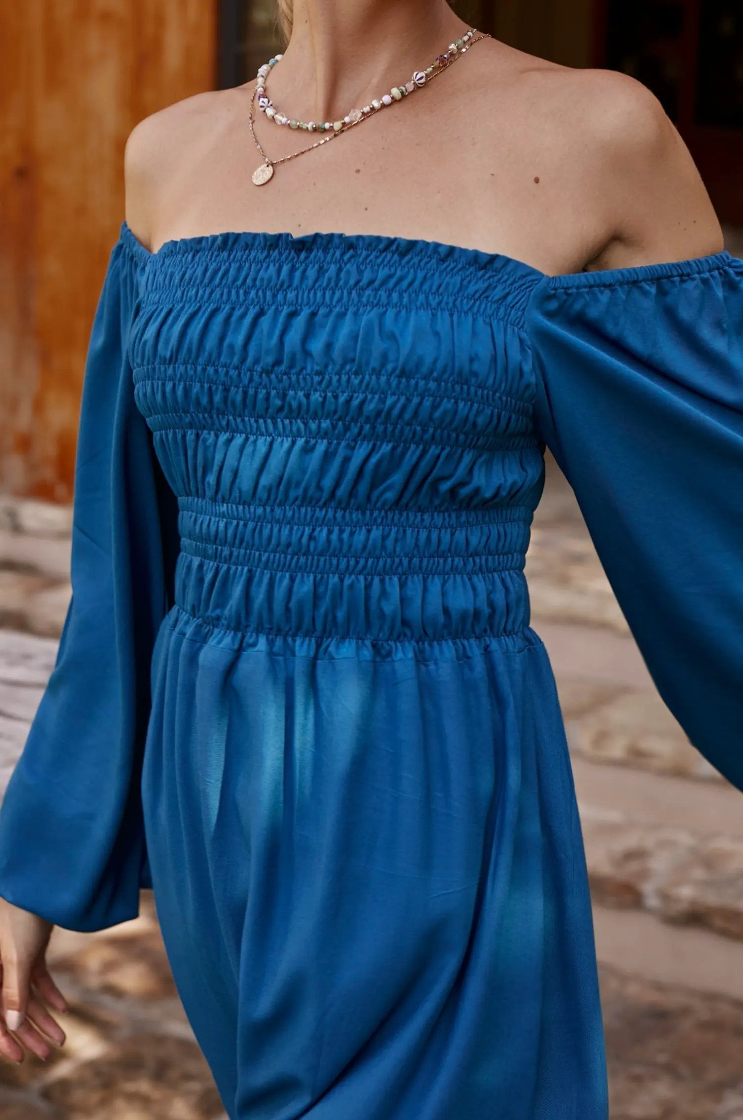Love Story Smocked Off Shoulder Dress (Sale) by ELF