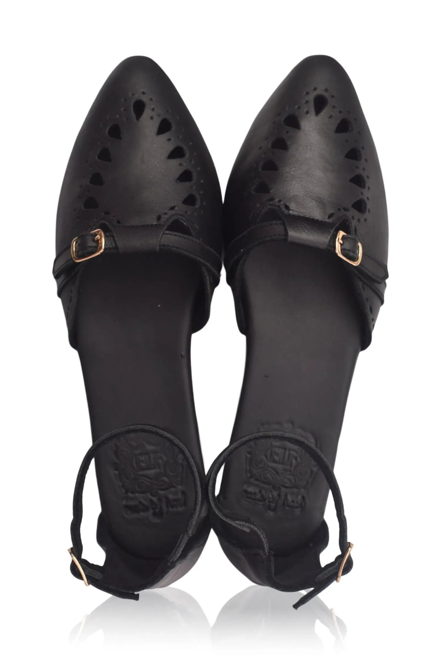 Lycette Pointed Toe Leather Flats by ELF