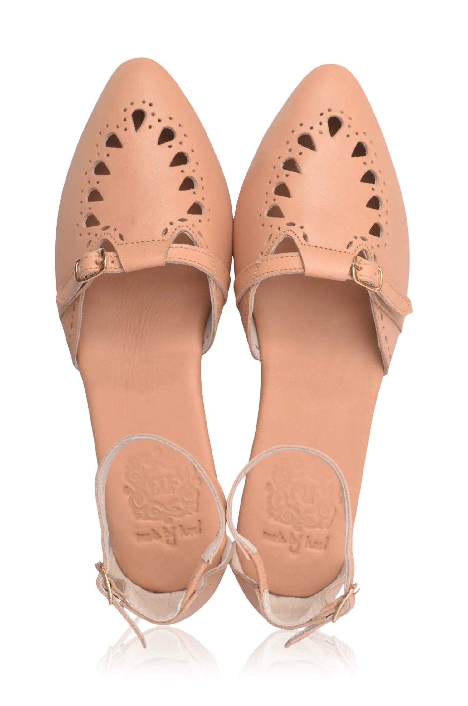 Lycette Pointed Toe Leather Flats by ELF