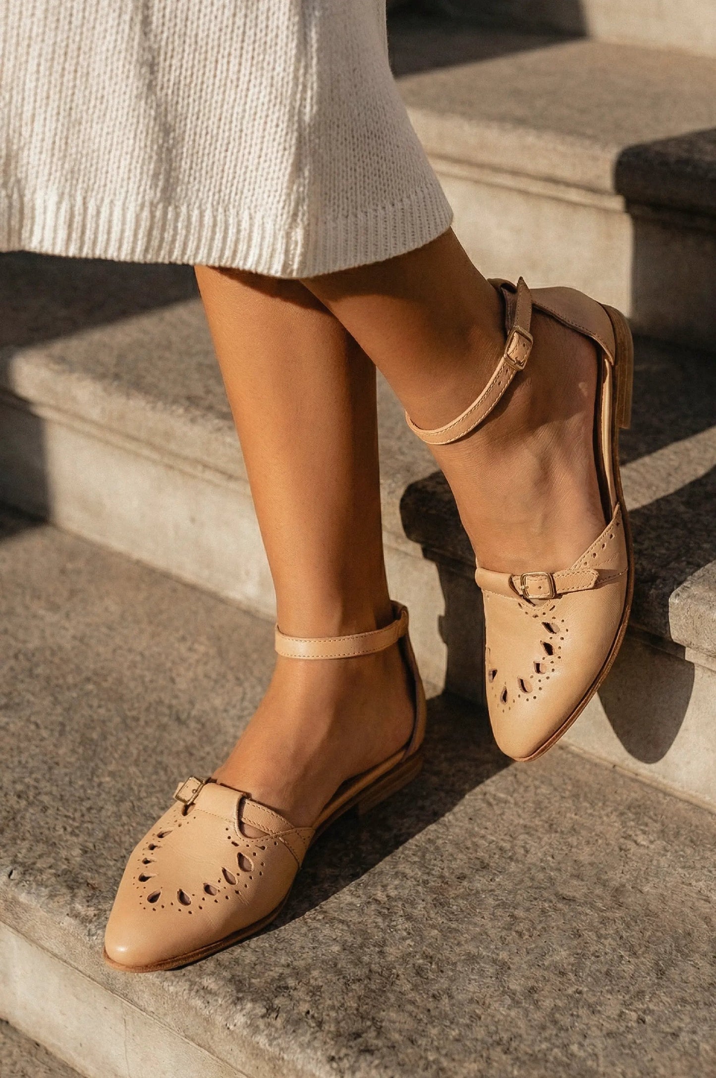 Lycette Pointed Toe Leather Flats by ELF