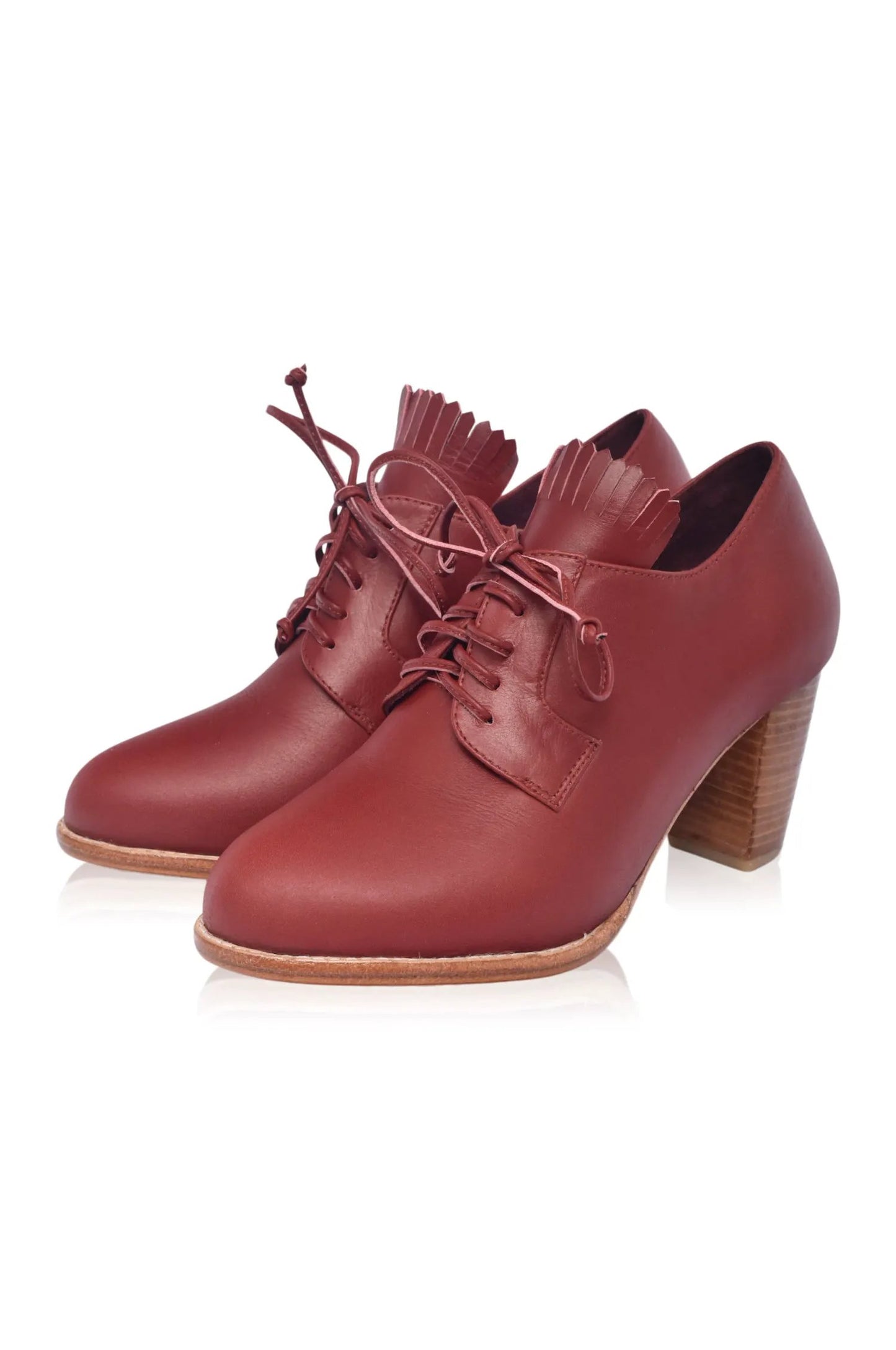 Lyon Lace-Up Leather Oxford Heels by ELF