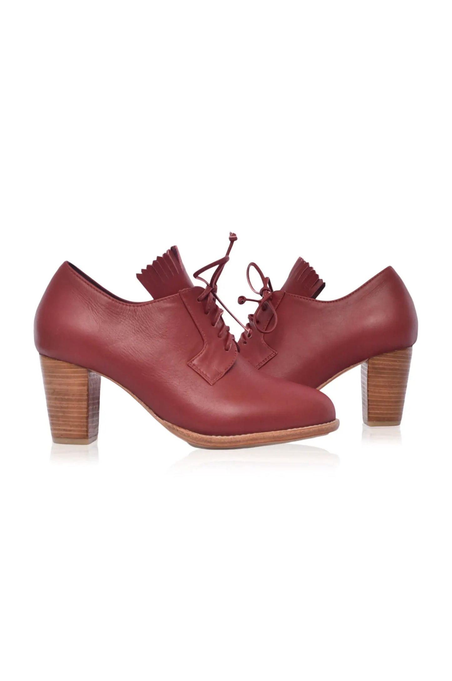 Lyon Lace-Up Leather Oxford Heels by ELF