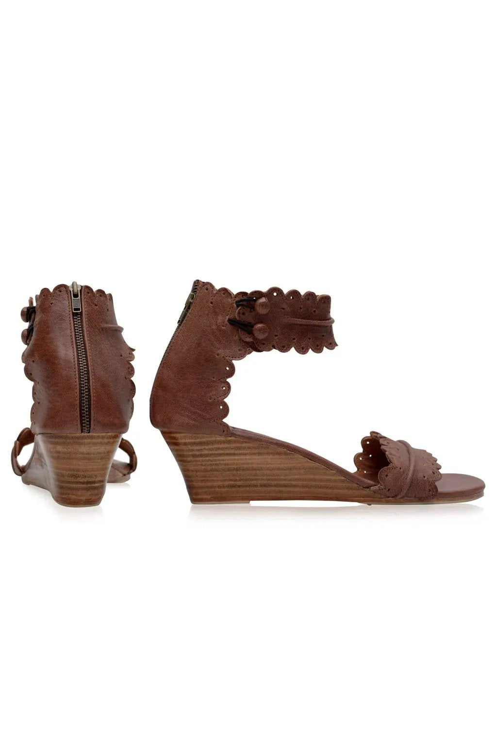 Magdalena Wooden Wedge Sandals by ELF