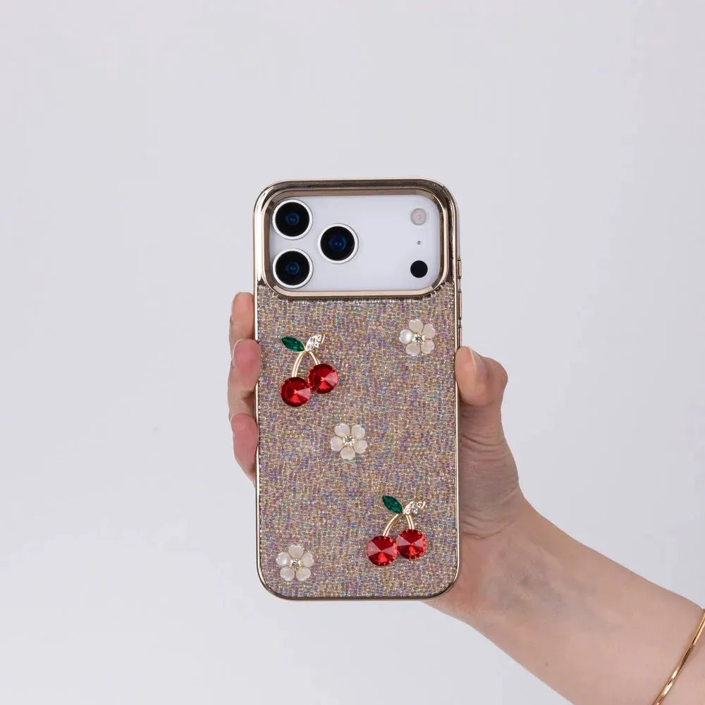 Hilo Crystal Cherry iPhone 18 Pro Max Case – Gold-Tone Frame by TORONATA
