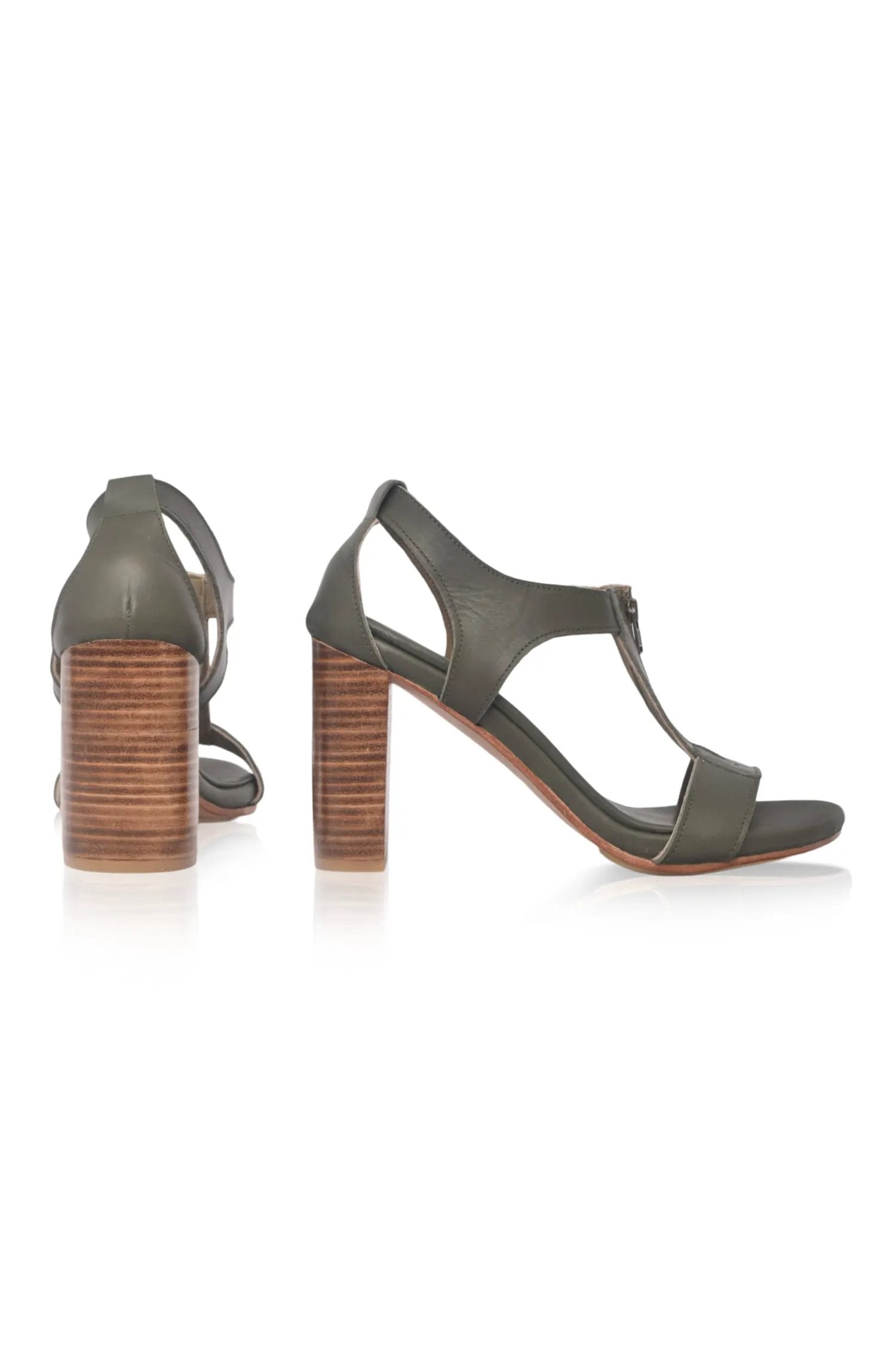 Makoa Block Heel Leather Sandals (Sz. 8.5) by ELF