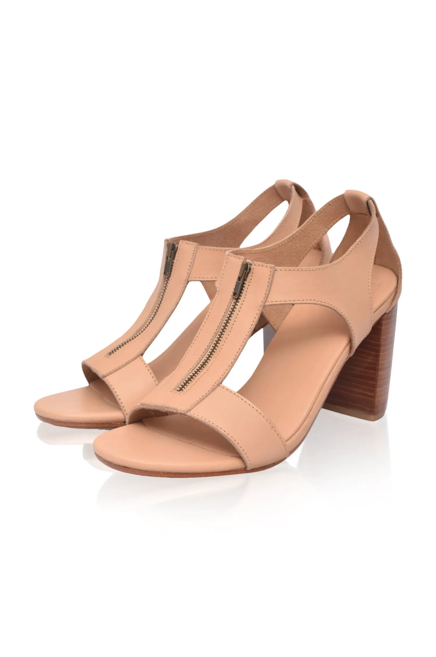 Makoa Block Heel Leather Sandals by ELF