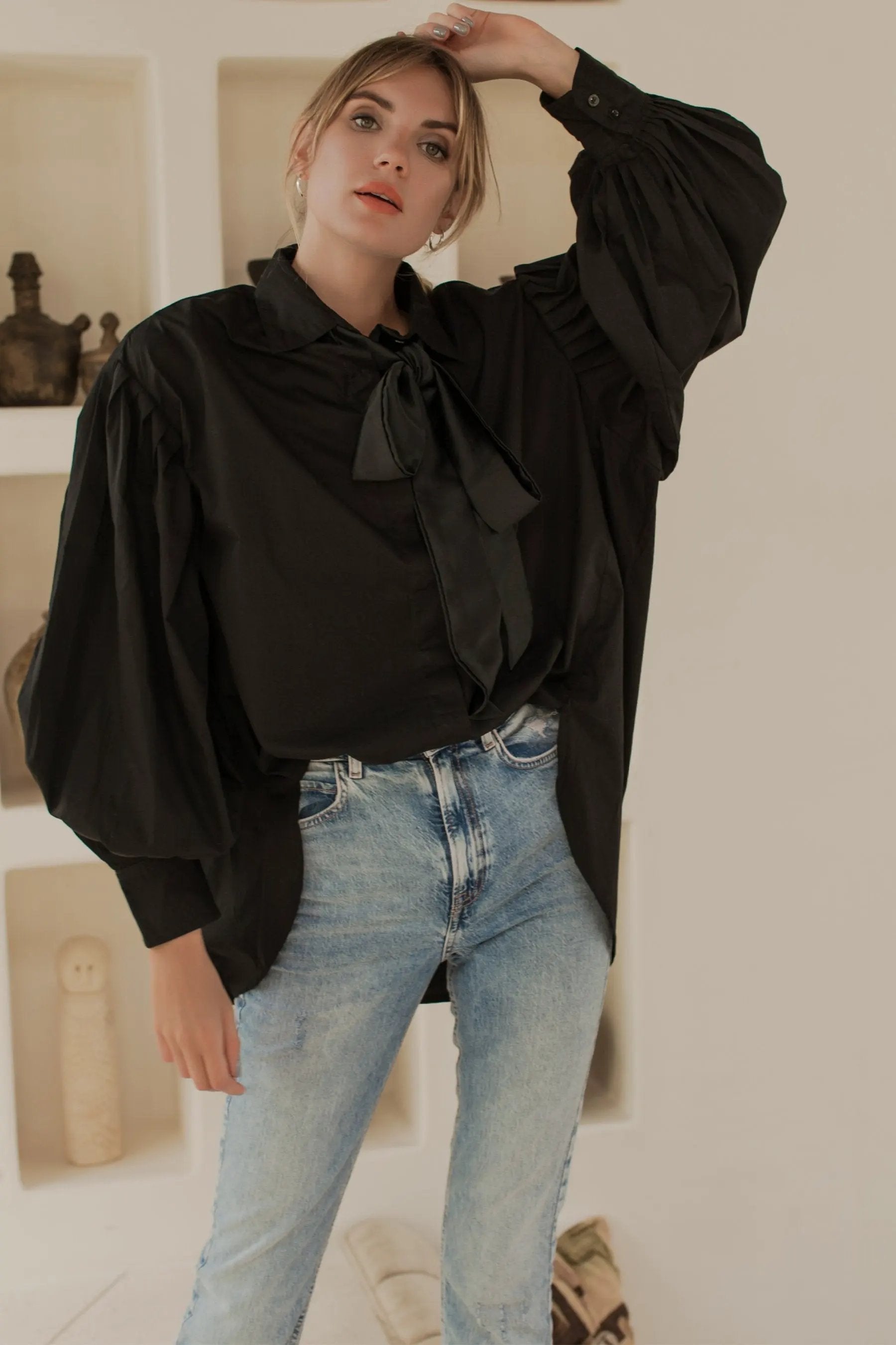 Merci Balloon Sleeve Oversized Shirt (Sale) by ELF
