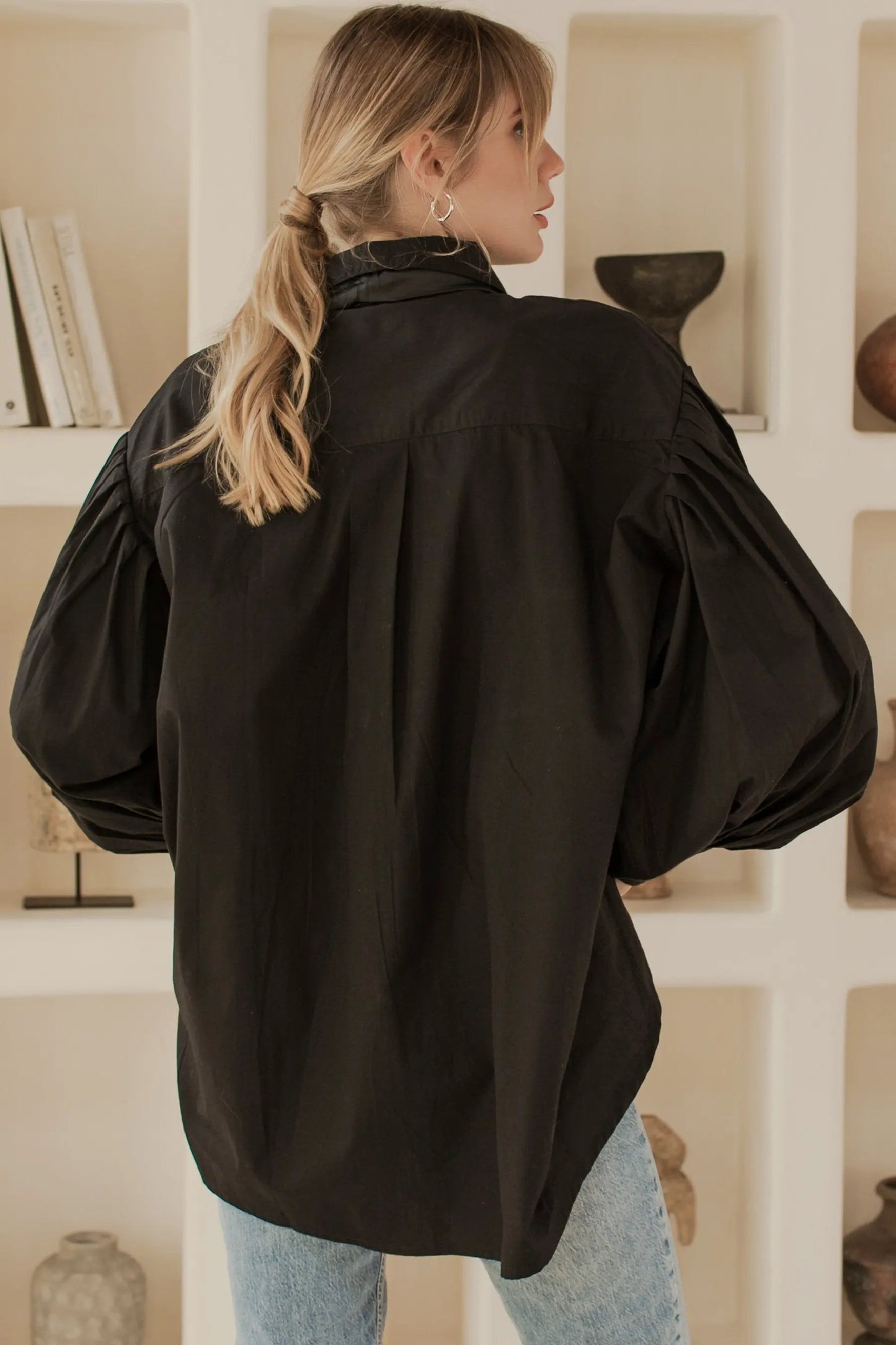 Merci Balloon Sleeve Oversized Shirt (Sale) by ELF